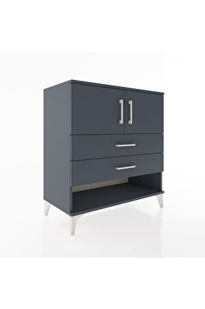 Hyperion Şifonyer 2 Raflı 2 Çekmeceli 2 Kapaklı 88x44x96 Antrasit-Antrasit