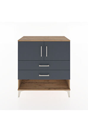 Hyperion Şifonyer 2 Raflı 2 Çekmeceli 2 Kapaklı 88x44x96 Çam-Antrasit