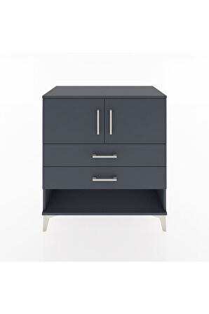 Hyperion Şifonyer Tek Raflı 2 Çekmeceli 2 Kapaklı 88x44x96 Antrasit-Antrasit