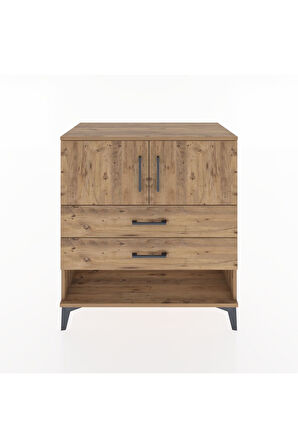 Hyperion Şifonyer Tek Raflı 2 Çekmeceli 2 Kapaklı 88x44x96 Çam-Çam