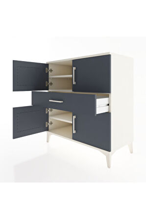 Hyperion Şifonyer 3 Raflı Tek Çekmeceli 4 Kapaklı 88x44x96 Aytaşı-Antrasit