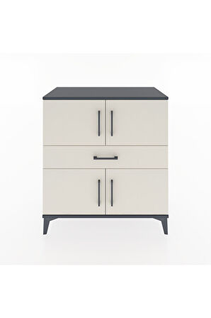 Hyperion Şifonyer 3 Raflı Tek Çekmeceli 4 Kapaklı 88x44x96 Antrasit-Aytaşı