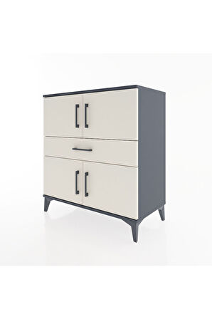 Hyperion Şifonyer 3 Raflı Tek Çekmeceli 4 Kapaklı 88x44x96 Antrasit-Aytaşı