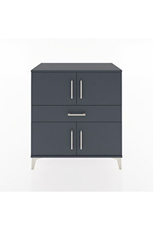 Hyperion Şifonyer 3 Raflı Tek Çekmeceli 4 Kapaklı 88x44x96 Antrasit-Antrasit