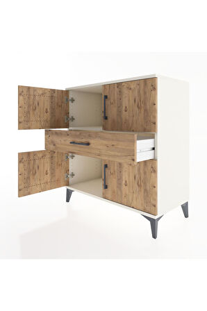 Hyperion Şifonyer Tek Raflı Tek Çekmeceli 4 Kapaklı 88x44x96 Aytaşı-Çam