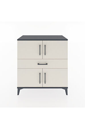 Hyperion Şifonyer Tek Raflı Tek Çekmeceli 4 Kapaklı 88x44x96 Antrasit-Aytaşı