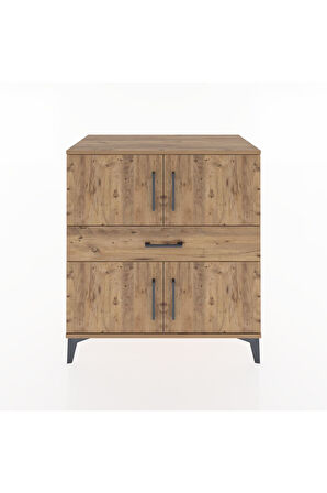 Hyperion Şifonyer Tek Raflı Tek Çekmeceli 4 Kapaklı 88x44x96 Çam-Çam