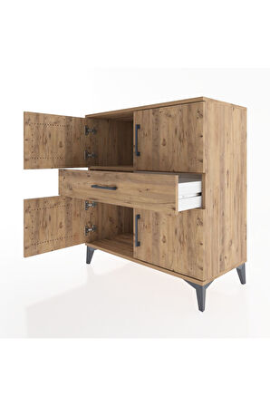 Hyperion Şifonyer Tek Raflı Tek Çekmeceli 4 Kapaklı 88x44x96 Çam-Çam