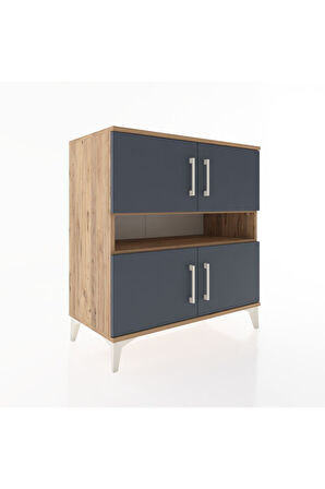 Hyperion Şifonyer 5 Raflı 4 Kapaklı 88x44x96 Çam-Antrasit