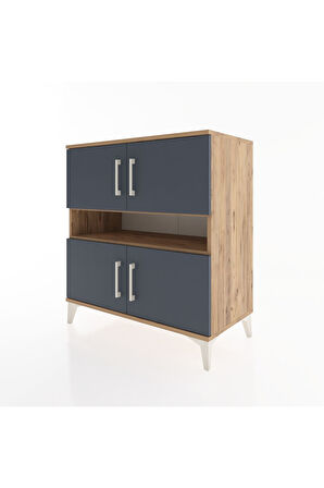 Hyperion Şifonyer 5 Raflı 4 Kapaklı 88x44x96 Çam-Antrasit