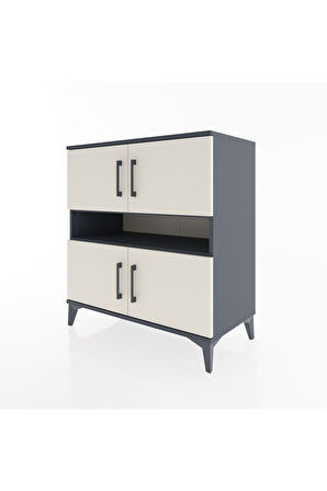 Hyperion Şifonyer 2 Raflı 4 Kapaklı 88x44x96 Antrasit-Aytaşı