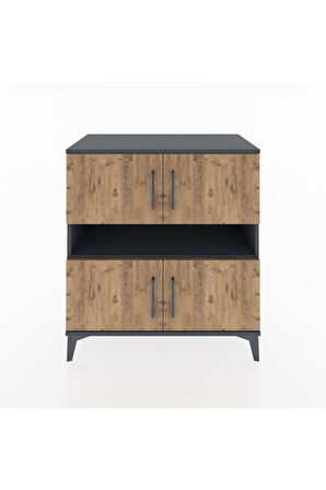 Hyperion Şifonyer 2 Raflı 4 Kapaklı 88x44x96 Antrasit-Çam