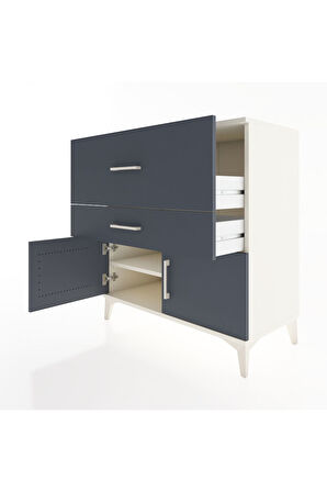 Hyperion Şifonyer Tek Raflı 2 Çekmeceli 2 Kapaklı 88x44x96 Aytaşı-Antrasit