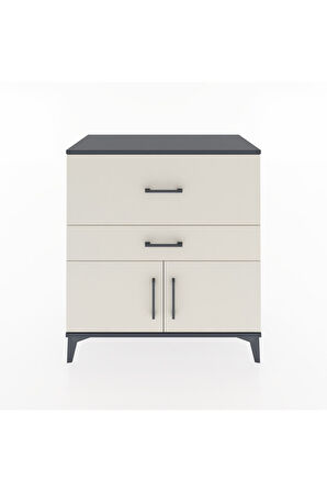 Hyperion Şifonyer Tek Raflı 2 Çekmeceli 2 Kapaklı 88x44x96 Antrasit-Aytaşı