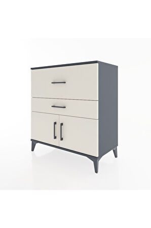 Hyperion Şifonyer Tek Raflı 2 Çekmeceli 2 Kapaklı 88x44x96 Antrasit-Aytaşı