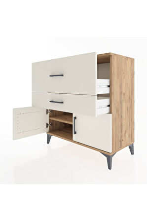 Hyperion Şifonyer Tek Raflı 2 Çekmeceli 2 Kapaklı 88x44x96 Çam-Aytaşı