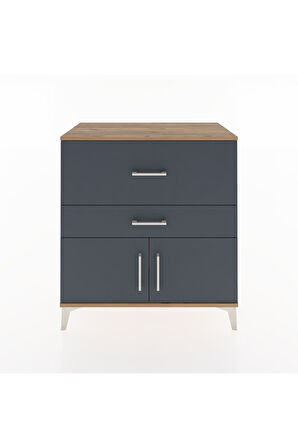 Hyperion Şifonyer Tek Raflı 2 Çekmeceli 2 Kapaklı 88x44x96 Çam-Antrasit