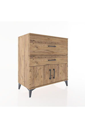 Hyperion Şifonyer Tek Raflı 2 Çekmeceli 2 Kapaklı 88x44x96 Çam-Çam