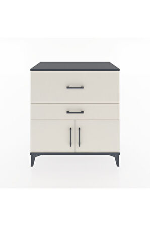 Hyperion Şifonyer 2 Çekmeceli 2 Kapaklı 88x44x96 Antrasit-Aytaşı