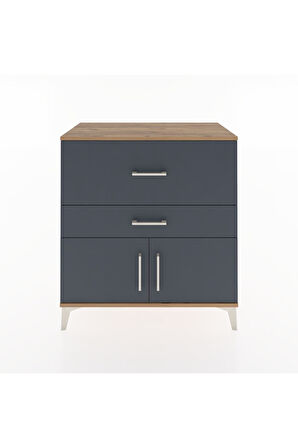 Hyperion Şifonyer 2 Çekmeceli 2 Kapaklı 88x44x96 Çam-Antrasit