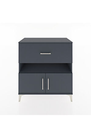 Hyperion Şifonyer 2 Raflı Tek Çekmeceli 2 Kapaklı 88x44x96 Antrasit-Antrasit