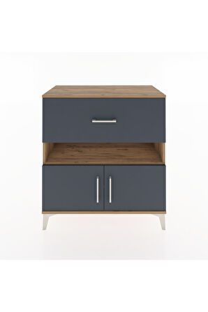 Hyperion Şifonyer 2 Raflı Tek Çekmeceli 2 Kapaklı 88x44x96 Çam-Antrasit