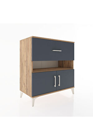 Hyperion Şifonyer 2 Raflı Tek Çekmeceli 2 Kapaklı 88x44x96 Çam-Antrasit