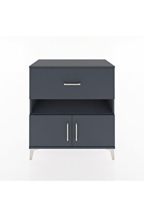 Hyperion Şifonyer Tek Raflı Tek Çekmeceli 2 Kapaklı 88x44x96 Antrasit-Antrasit