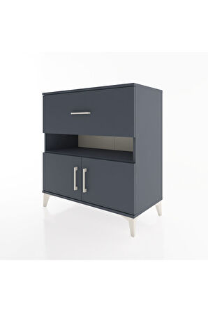 Hyperion Şifonyer Tek Raflı Tek Çekmeceli 2 Kapaklı 88x44x96 Antrasit-Antrasit