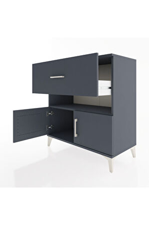 Hyperion Şifonyer Tek Raflı Tek Çekmeceli 2 Kapaklı 88x44x96 Antrasit-Antrasit