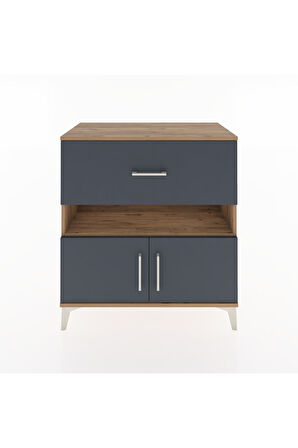 Hyperion Şifonyer Tek Raflı Tek Çekmeceli 2 Kapaklı 88x44x96 Çam-Antrasit