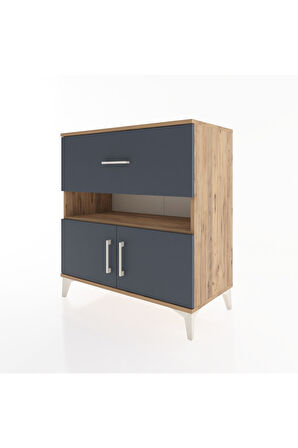 Hyperion Şifonyer Tek Raflı Tek Çekmeceli 2 Kapaklı 88x44x96 Çam-Antrasit