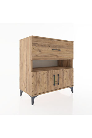 Hyperion Şifonyer Tek Raflı Tek Çekmeceli 2 Kapaklı 88x44x96 Çam-Çam