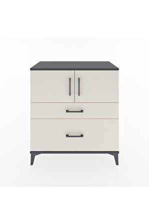 Hyperion Şifonyer 2 Raflı 2 Çekmeceli 2 Kapaklı 88x44x96 Antrasit-Aytaşı