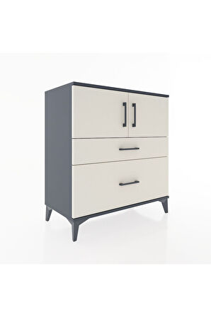 Hyperion Şifonyer 2 Raflı 2 Çekmeceli 2 Kapaklı 88x44x96 Antrasit-Aytaşı