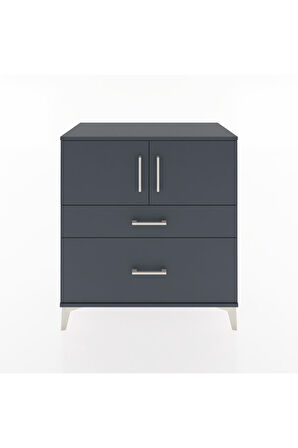 Hyperion Şifonyer 2 Raflı 2 Çekmeceli 2 Kapaklı 88x44x96 Antrasit-Antrasit