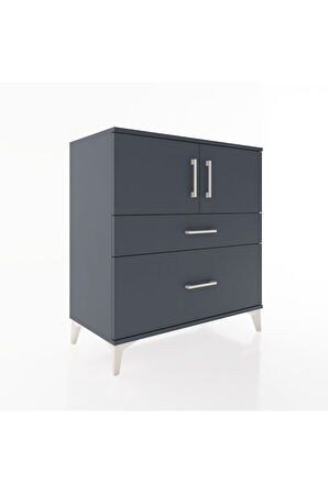 Hyperion Şifonyer 2 Raflı 2 Çekmeceli 2 Kapaklı 88x44x96 Antrasit-Antrasit