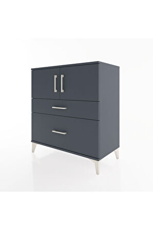 Hyperion Şifonyer 2 Raflı 2 Çekmeceli 2 Kapaklı 88x44x96 Antrasit-Antrasit