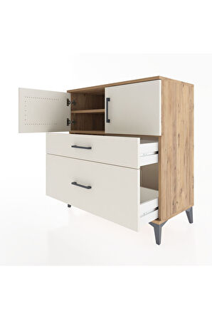 Hyperion Şifonyer 2 Raflı 2 Çekmeceli 2 Kapaklı 88x44x96 Çam-Aytaşı