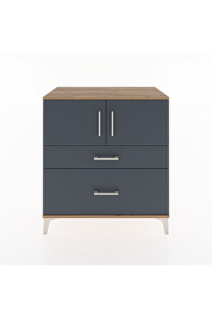 Hyperion Şifonyer 2 Raflı 2 Çekmeceli 2 Kapaklı 88x44x96 Çam-Antrasit