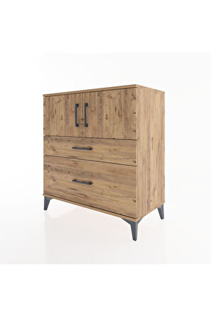 Hyperion Şifonyer 2 Raflı 2 Çekmeceli 2 Kapaklı 88x44x96 Çam-Çam