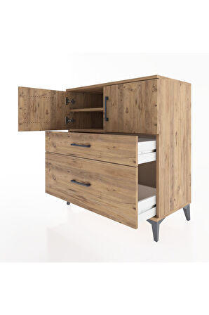 Hyperion Şifonyer 2 Raflı 2 Çekmeceli 2 Kapaklı 88x44x96 Çam-Çam