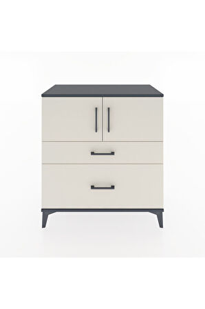 Hyperion Şifonyer Tek Raflı 2 Çekmeceli 2 Kapaklı 88x44x96 Antrasit-Aytaşı