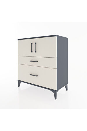 Hyperion Şifonyer Tek Raflı 2 Çekmeceli 2 Kapaklı 88x44x96 Antrasit-Aytaşı