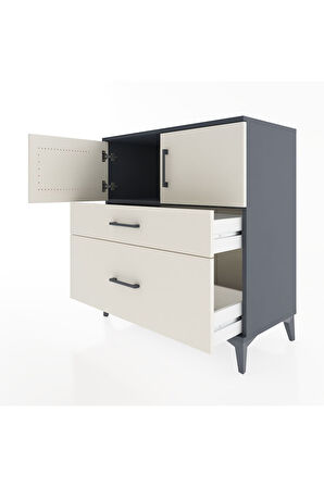 Hyperion Şifonyer Tek Raflı 2 Çekmeceli 2 Kapaklı 88x44x96 Antrasit-Aytaşı