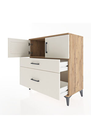 Hyperion Şifonyer Tek Raflı 2 Çekmeceli 2 Kapaklı 88x44x96 Çam-Aytaşı