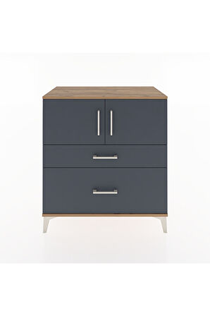 Hyperion Şifonyer Tek Raflı 2 Çekmeceli 2 Kapaklı 88x44x96 Çam-Antrasit