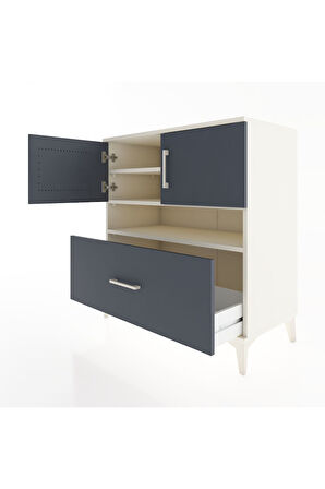 Hyperion Şifonyer 3 Raflı Tek Çekmeceli 2 Kapaklı 88x44x96 Aytaşı-Antrasit