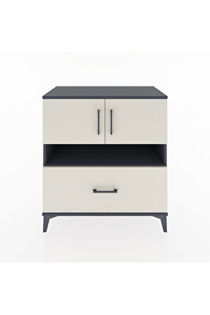 Hyperion Şifonyer 3 Raflı Tek Çekmeceli 2 Kapaklı 88x44x96 Antrasit-Aytaşı