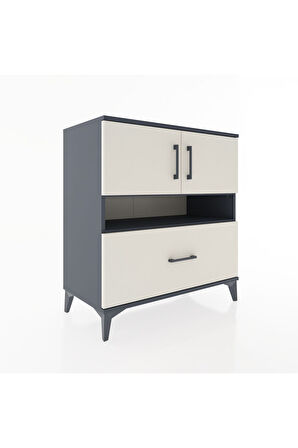 Hyperion Şifonyer 3 Raflı Tek Çekmeceli 2 Kapaklı 88x44x96 Antrasit-Aytaşı